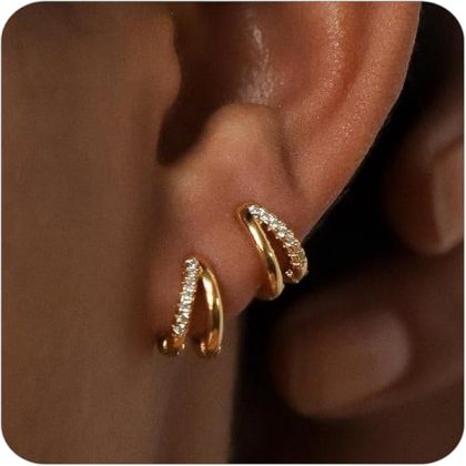 Gold Hoop Earrings for Women,14K Gold Huggie Hoop Earrings for Gift