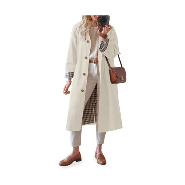 Womens Long Trench Coat Single Breasted Oversized Windproof Overcoat Fashion Outerwear
