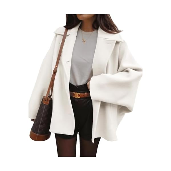 Womens Pea Coats Classic Notch Lapel Single Breasted Oversized Fall Winter Jackets Outerwear