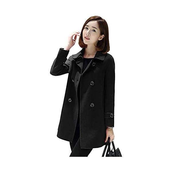 Womens Double Breasted Wool Jackets Casual Classic Fit Pea Coat Outwear